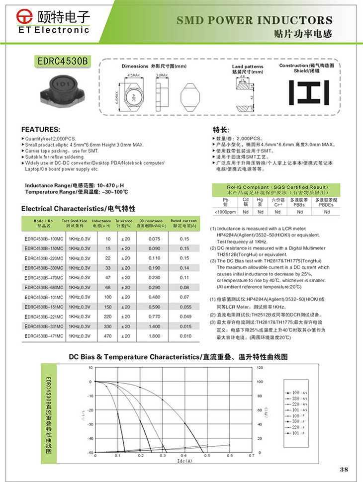 线艺同款1608贴片电感EDRC4530B